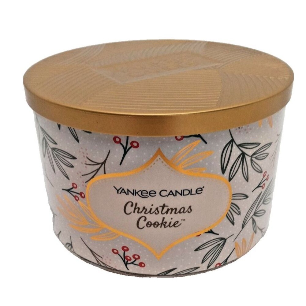 NEW Yankee Candle Christmas Cookie three Wicks 18oz Jar Candle w Topper - Picture 1 of 6